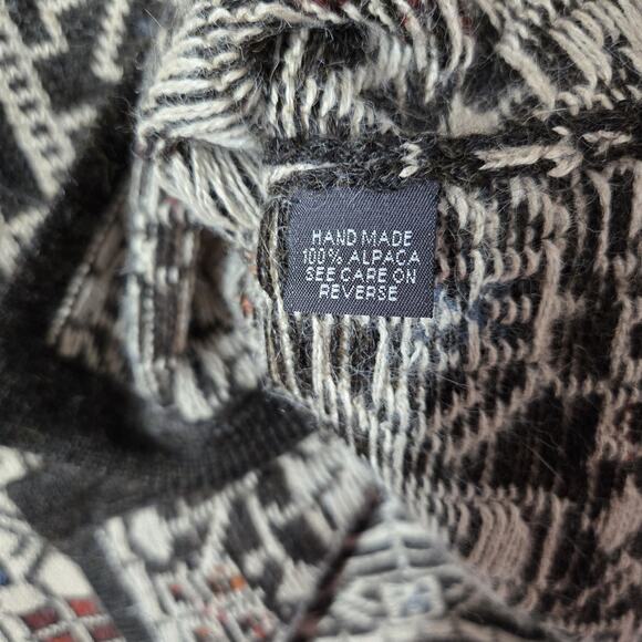 Intiwara 100% Alpaca Cardigan S Multicolor Geo Print Button Front Hand Made - Picture 8 of 13